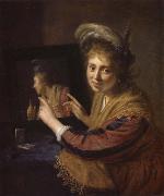 REMBRANDT Harmenszoon van Rijn Girl at a Mirror oil painting on canvas